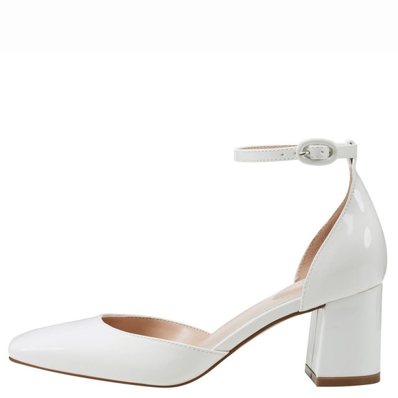 Women's Lets Add Square Toe Block Heel Ankle Strap Pumps - Picture 5 of 12